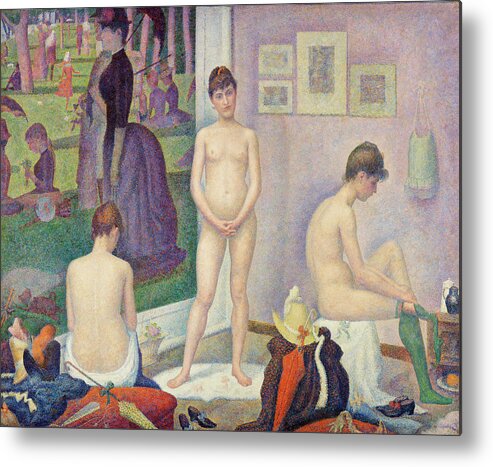 Models Metal Print featuring the painting Models by Georges Seurat by Mango Art