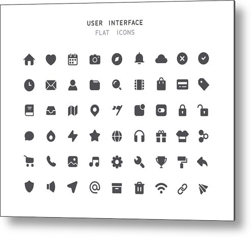 Internet Metal Print featuring the drawing 54 Big Collection Of Web User Interface Flat Icons by Bounward