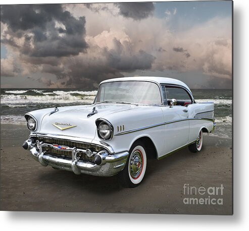 1957 Metal Print featuring the photograph 57 Bel Air Beach Beauty by Ron Long