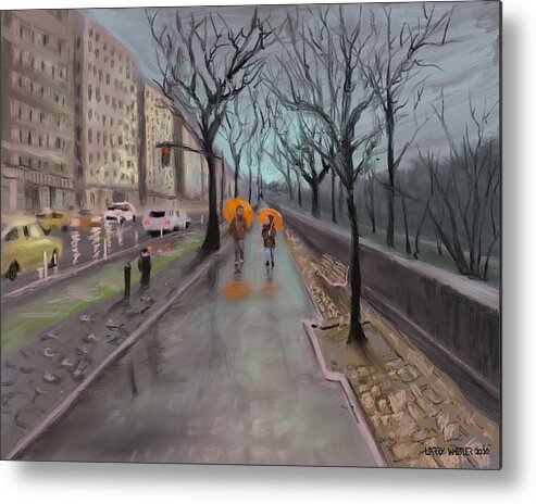 New York Metal Print featuring the digital art 8th Avenue Stroll by Larry Whitler
