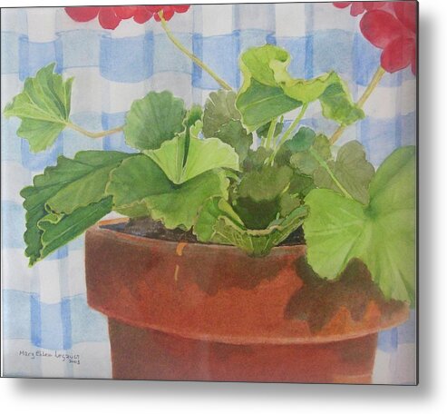 Flowers Metal Print featuring the painting A Geranium is a Geranium is a Geranium...... by Mary Ellen Mueller Legault