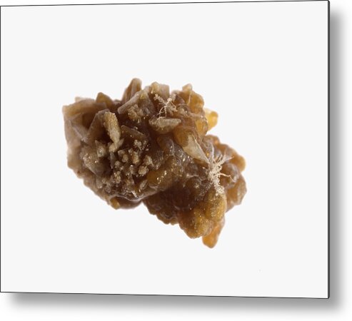White Background Metal Print featuring the photograph A human kidney stone after passage by Jonathan Kirn