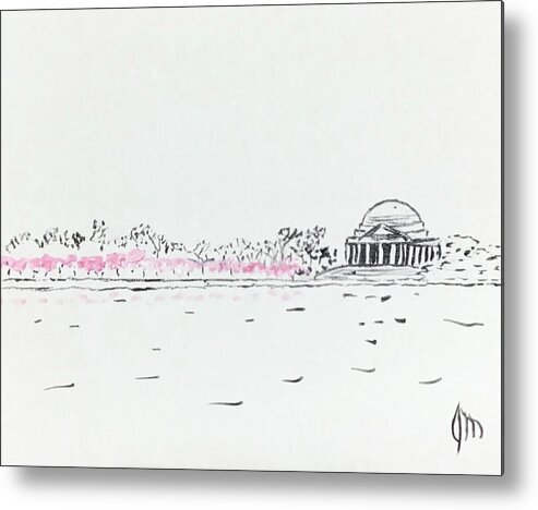 Cherry Blossoms Metal Print featuring the painting A touch of pink #1 by John Macarthur