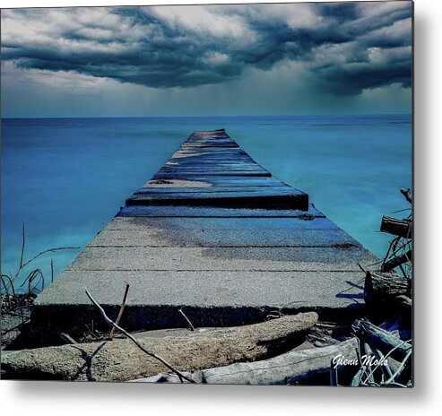 Lake Michigan Metal Print featuring the photograph Abandon Dock by GLENN Mohs