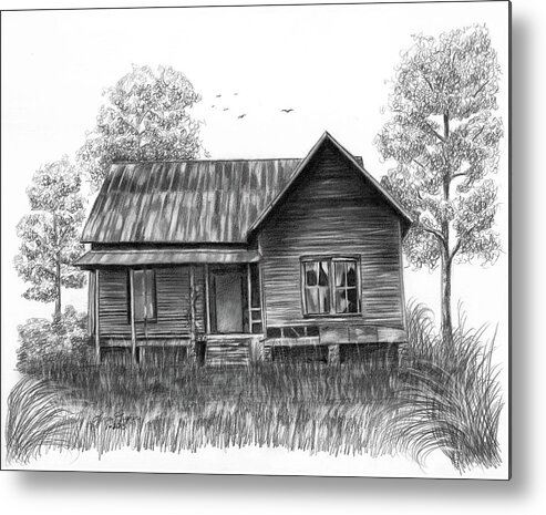 Pencil Metal Print featuring the drawing Abandoned House by Lena Auxier