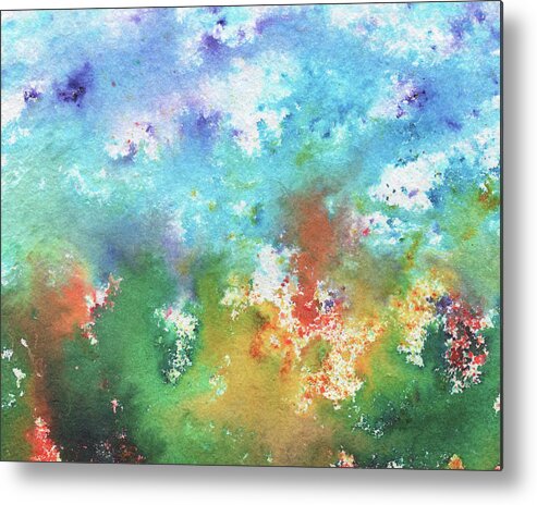 Abstract Watercolor Metal Print featuring the painting Abstract Watercolor Splashes Organic Natural Happy Colors Art I by Irina Sztukowski