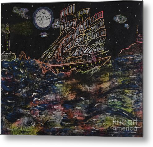 Ship Metal Print featuring the painting Affair of the seas by David Westwood
