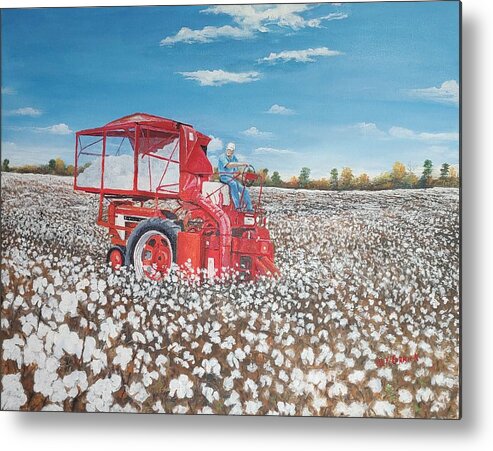 Picking Cotton Metal Print featuring the painting Alabama Fields of White by ML McCormick