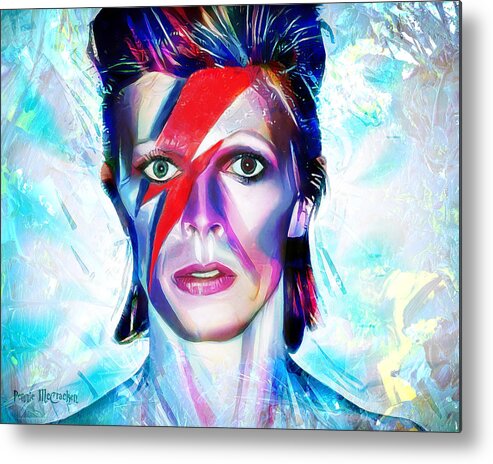 David Bowie Metal Print featuring the mixed media Aladdin Sane by Pennie McCracken
