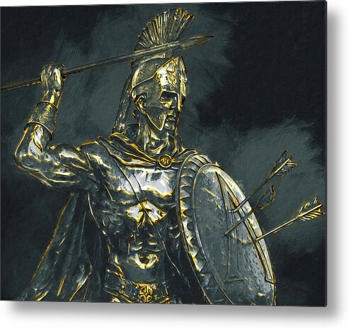 Spartan Warrior Metal Print featuring the painting Ancient Warriors, Spartiates - 06 by AM FineArtPrints