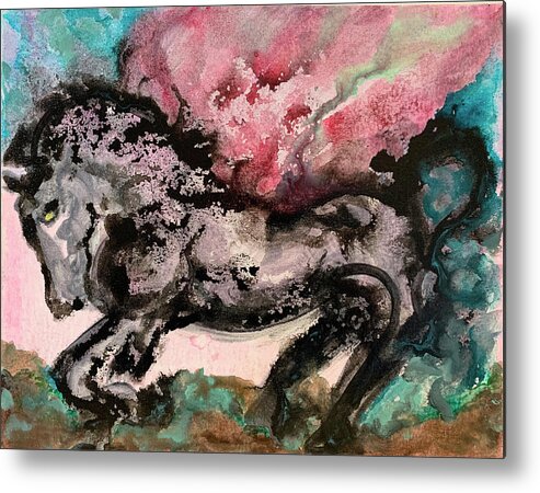 Horse Metal Print featuring the painting Andalusian Stallion by Leslie Porter