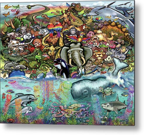 Animals Metal Print featuring the digital art Animals of Land and Sea by Kevin Middleton