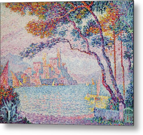 Antibes Metal Print featuring the painting Antibes in the evening by Paul Signac by Mango Art