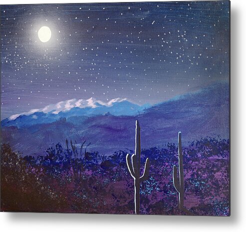 Tucson Metal Print featuring the painting Arizona Desert Moonlight by Chance Kafka