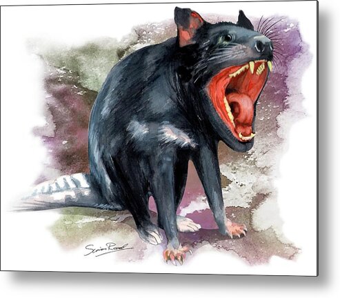 Art Metal Print featuring the painting Australian Tasmanian Devil by Simon Read