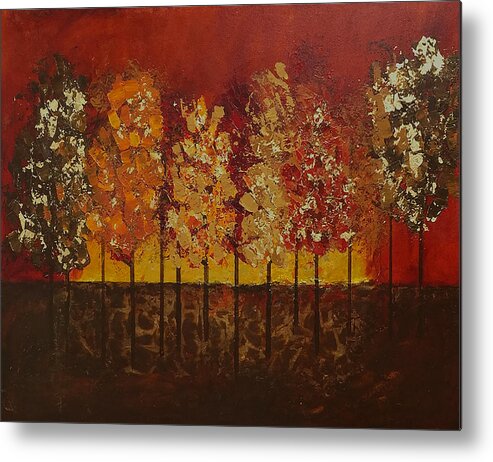 Fall Metal Print featuring the painting Autumn's Crowning Glory by Linda Bailey