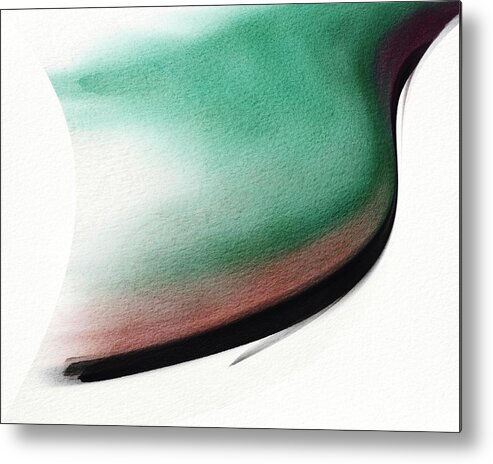 Movement Metal Print featuring the digital art Away Green Curved Abstract by Itsonlythemoon