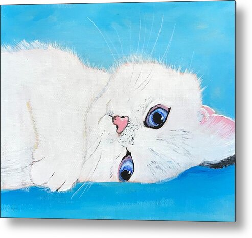 Pets Metal Print featuring the painting Baby Blue Eyes by Kathie Camara