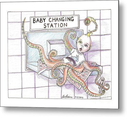 Baby Metal Print featuring the drawing Baby Changing Station by Eric Haines