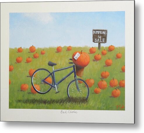 Bicycle Metal Print featuring the painting Bad Choice by Phyllis Andrews