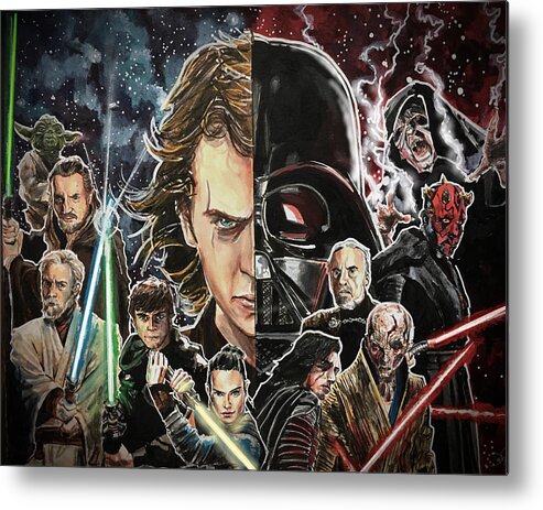 Star Wars Metal Print featuring the painting Balance of the Force by Joel Tesch