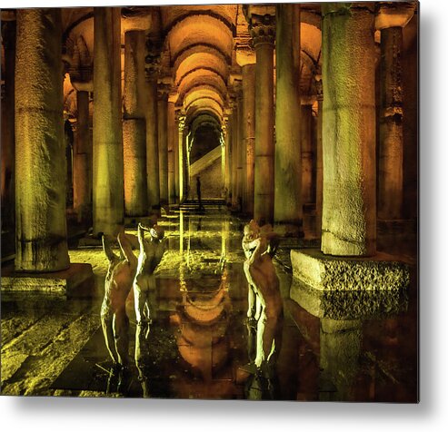 Basilica Cistern Metal Print featuring the photograph Basilica Cistern in Istanbul by Rebecca Herranen