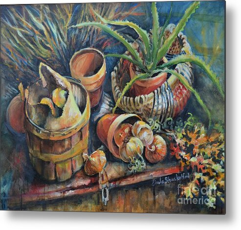 Fall Metal Print featuring the painting Basket Bounty by Linda Shackelford