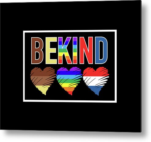 Be Kind Metal Print featuring the digital art Be Kind Heart Art - Tri Color by Artistic Mystic