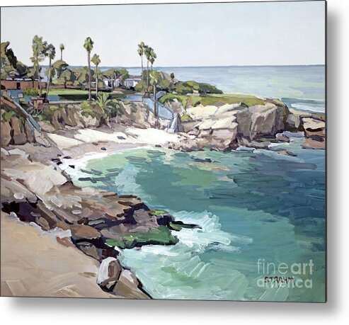 La Jolla Metal Print featuring the painting Beautiful La Jolla Cove Beach - La Jolla, San Diego, California by Paul Strahm