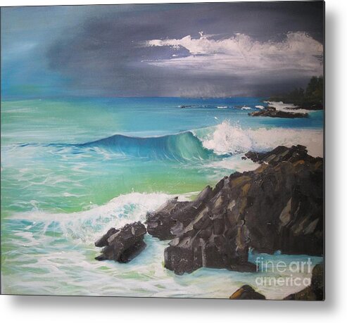 Rocks Metal Print featuring the painting Before the Storm by Almeta Lennon