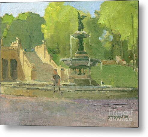 Angel Of The Waters Metal Print featuring the painting Angel of the Waters - Bethesda Terrace, Central Park, New York City by Paul Strahm