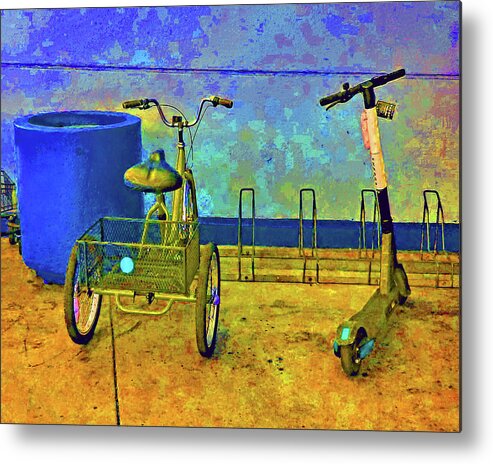 Landscape Metal Print featuring the photograph Bike and Scooter by Andrew Lawrence