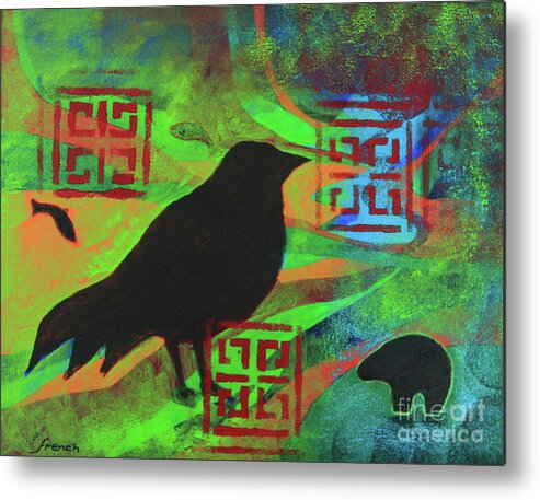  Tree Metal Print featuring the painting Bird of Mystery by Jeanette French