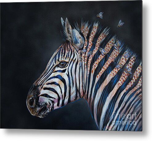 Zebra Metal Print featuring the painting Blend by Lachri