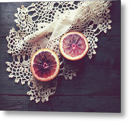 Fruit Still Life Metal Print featuring the photograph Blood Orange by Lupen Grainne