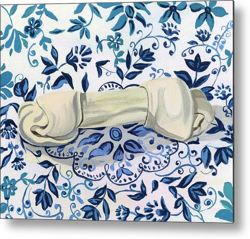 Still Life Painting Metal Print featuring the painting Blue and white by Jane Dunn Borresen