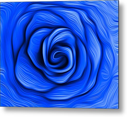 Flower Metal Print featuring the digital art Blue Rose by Ronald Mills