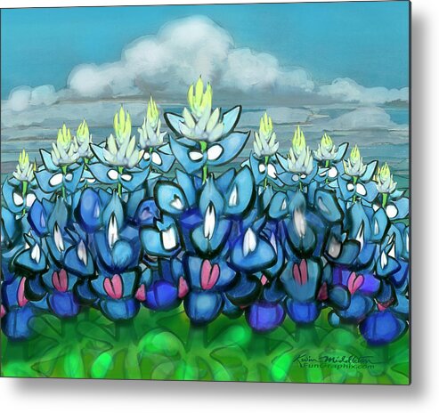 Bluebonnet Metal Print featuring the digital art Bluebonnet Country Scene by Kevin Middleton