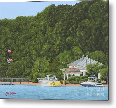 Leonardtown Wharf Metal Print featuring the painting Boats at Leonardtown Wharf by Aicy Karbstein