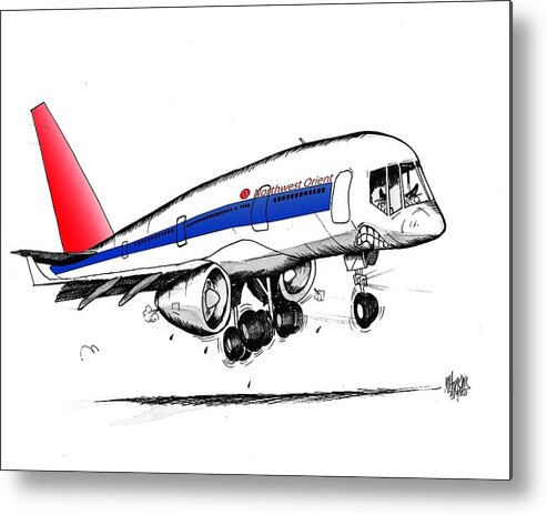 Boeing Metal Print featuring the drawing Boeing 757 by Michael Hopkins