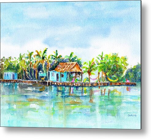 Belize Metal Print featuring the painting Bread and Butter Caye Belize by Carlin Blahnik CarlinArtWatercolor