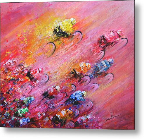 Sports Metal Print featuring the painting Breaking Away 03 by Miki De Goodaboom