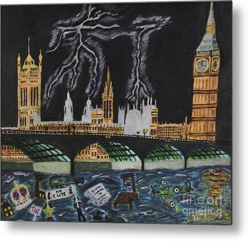 London Metal Print featuring the painting Bridge over Troubled waters by David Westwood