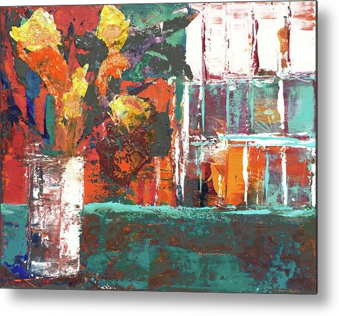 Other Metal Print featuring the mixed media By the Other Window by Linda Bailey