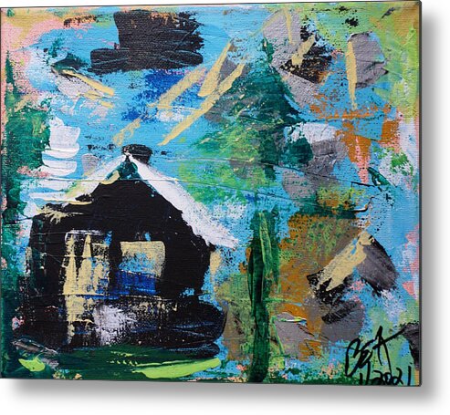 Cabin Metal Print featuring the painting Cabin In The Woods by Brent Knippel