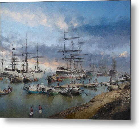Sailing Ship Metal Print featuring the digital art Calcutta in the age of sail by Geir Rosset