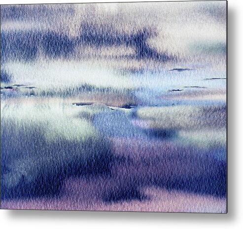 Calm Landscape Metal Print featuring the painting Calm Peaceful Meditative Quiet Evening On The Shore Abstract Landscape I by Irina Sztukowski