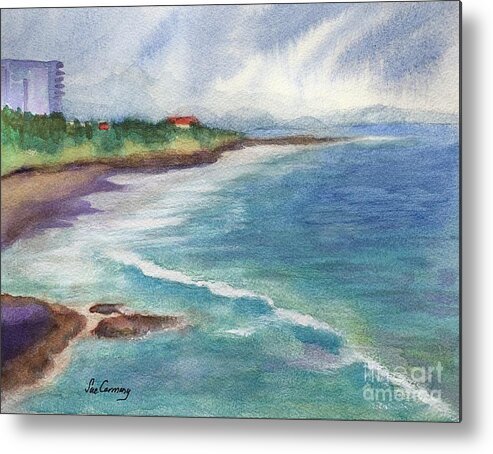 Sea Metal Print featuring the painting Calming Coastline by Sue Carmony