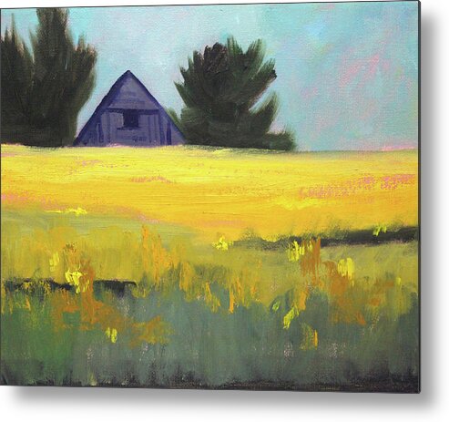 Canola Field Metal Print featuring the painting Canola Field by Nancy Merkle