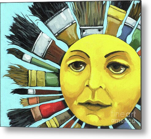 Cbs Sunday Morning Metal Print featuring the painting CBS Sunday Morning Sun Art by Linda Apple